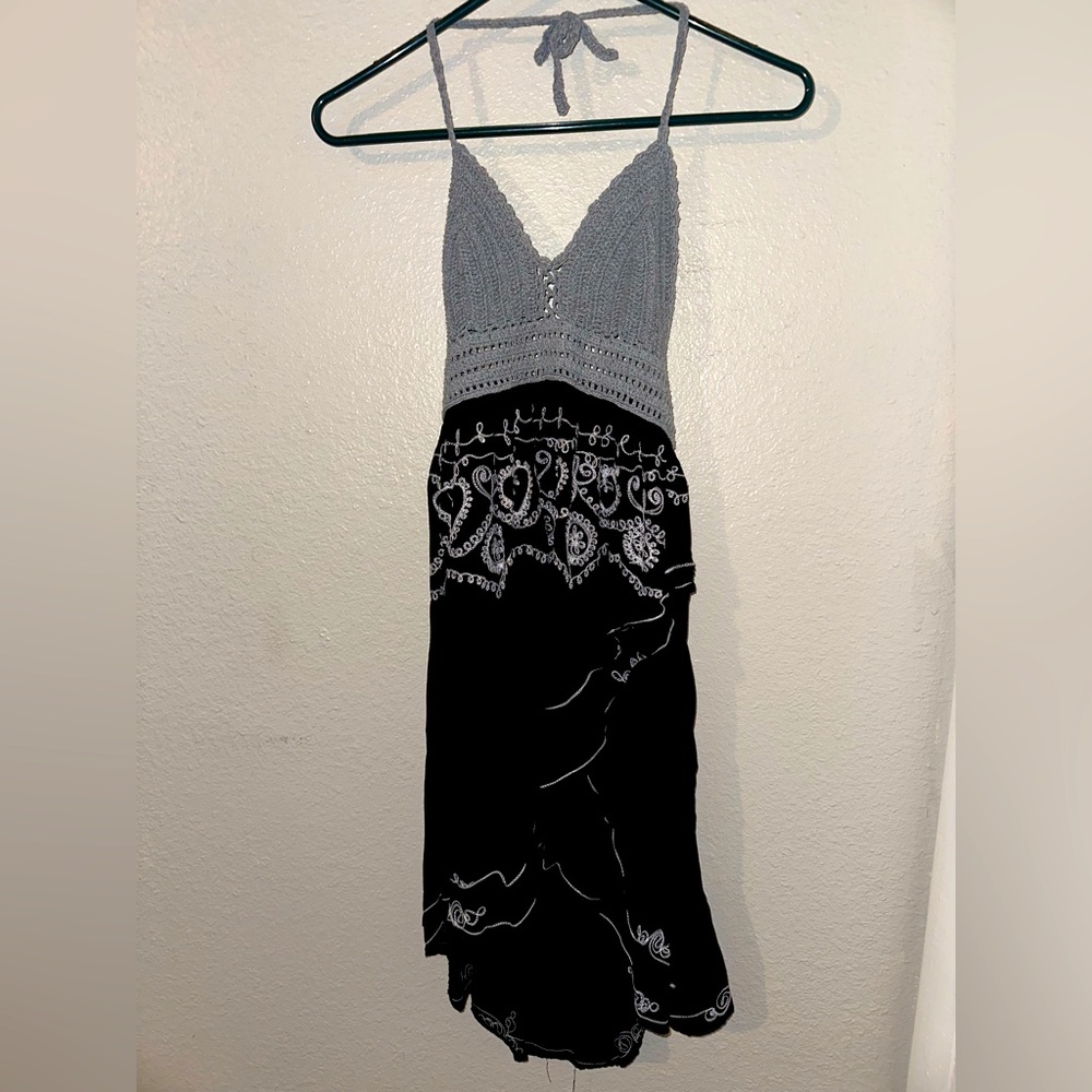 Halter low cut sexy sun dress.